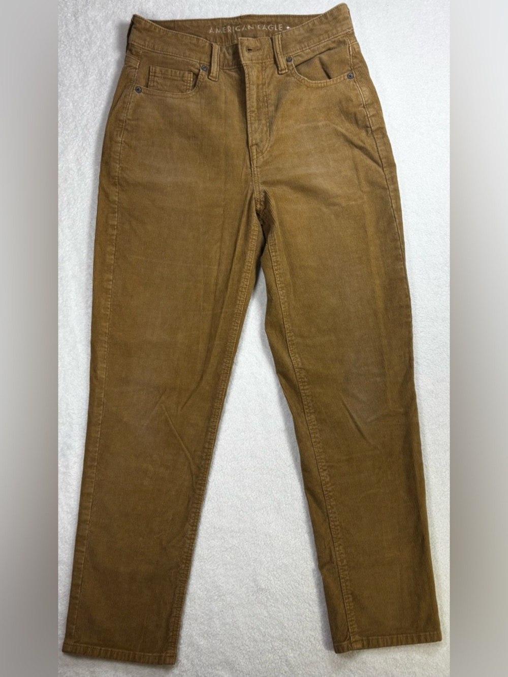 American Eagle Women's Pants Size 4 Brown Mom Straight Corduroy Stretch Cotton